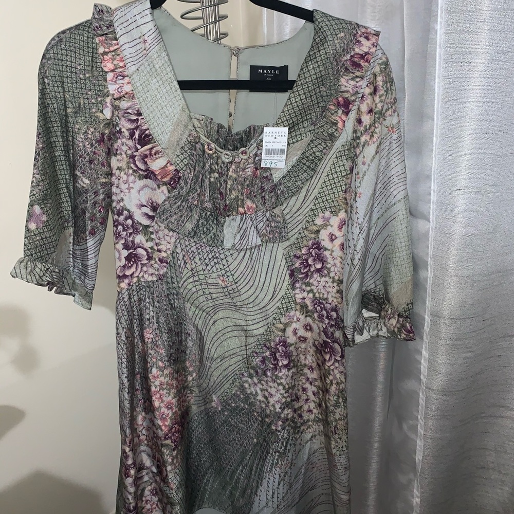 Maison Mayle Valentina Floral Silk Satin Dress